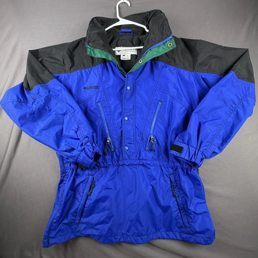 Columbia Mens XL Blue Pullover Ski Jacket Hooded Vintage 90s Coat Retro Anorak